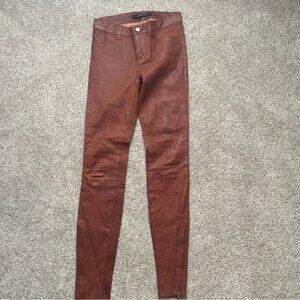 JBRAND lamb leather cognac brown leather jeans legging pants 25 snakeskin